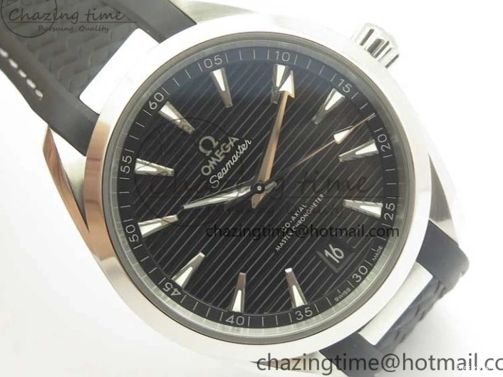 0317 Aqua Terra 150M Master Chronometers VSF 1:1 Best Edition Black Dial SS Hand on Black Rubber Strap A8900 Super Clone Unisex 8005